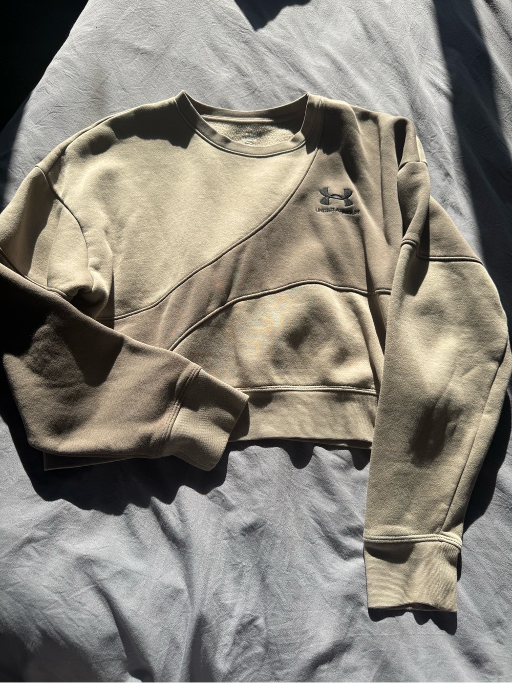 Under Armour Crewneck Cropped Sweatshirt in Taupe
